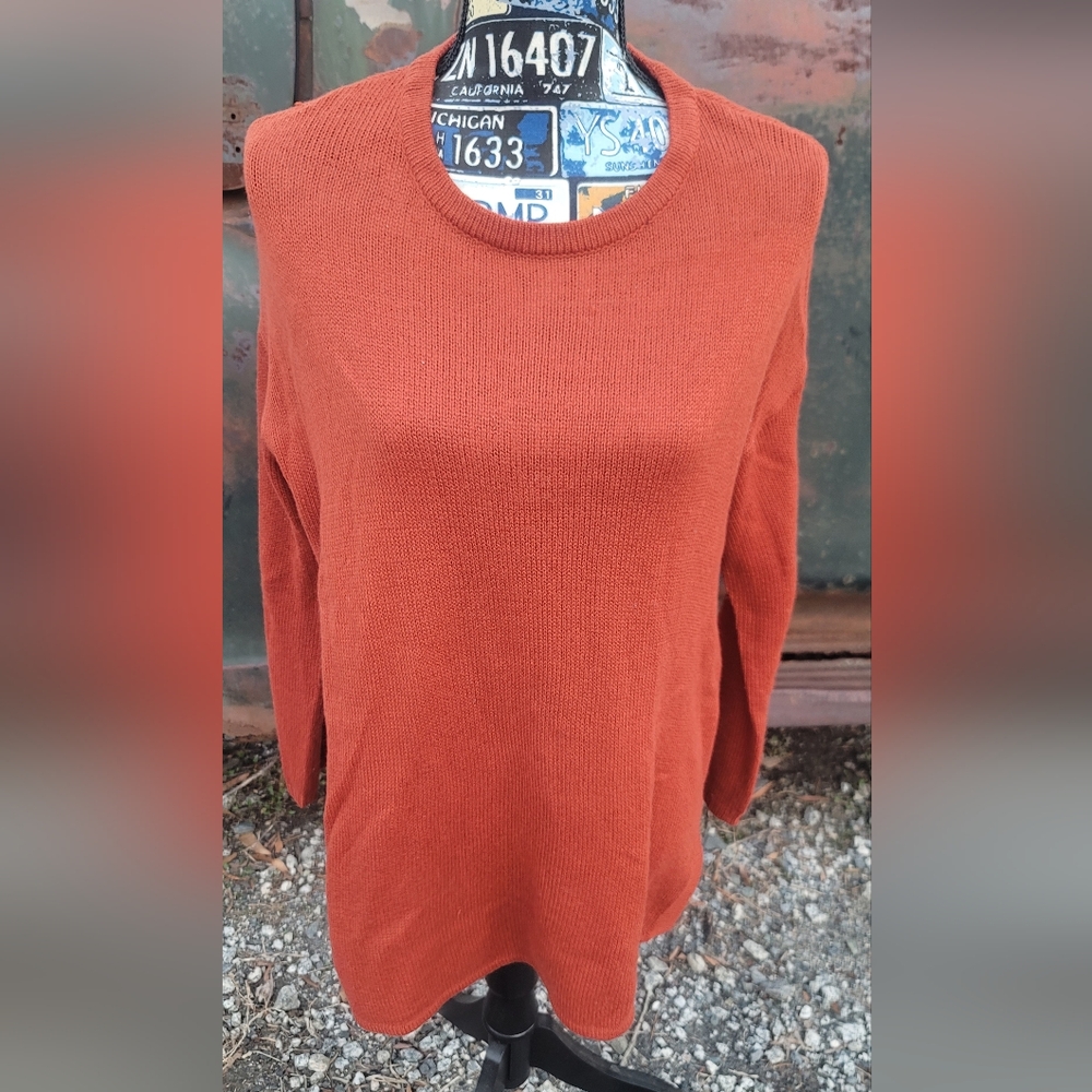 H & M Burnt Orange Crewneck Sweater with Long Sleeves, Hip V cut and Rel…